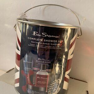 BEN SHERMAN MENS COMPLETE SHOWER SET SEA SALT & AMBER SCENTED  PAINT CAN  NEW